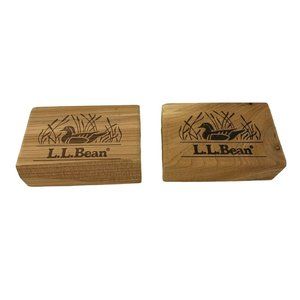 L.L. Bean Pair Cedar Wood Blocks  Wood Duck Moth Repellent Storage 3" x 2"